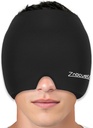ZNÖCUETÖD Migræne Hovedpine Relief Cap Hat Full Head Ice Pack Wrap Cooling Gel Ice Beanie Hot / Cold Compression Cap til Sinus, Stress, Handover Hovedpine Smerte Relief - Genanvendelige Mænd Kvinder, Sort, Størrelse M
