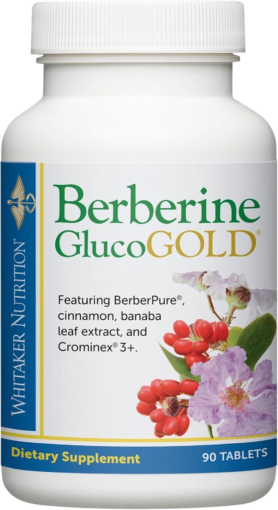 Dr. Whitaker 's Berberine GlucoGold Supplement med 1500 mg pr. dag af BerberPure Berberine, koncentreret kanel, Crominex Chrom og Banaba Leaf Extract (90 tabletter)