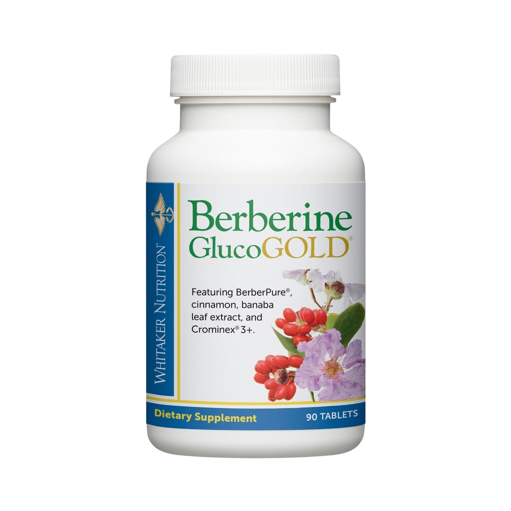 Dr. Whitaker 's Berberine GlucoGold Supplement med 1500 mg pr. dag af BerberPure Berberine, koncentreret kanel, Crominex Chrom og Banaba Leaf Extract (90 tabletter)