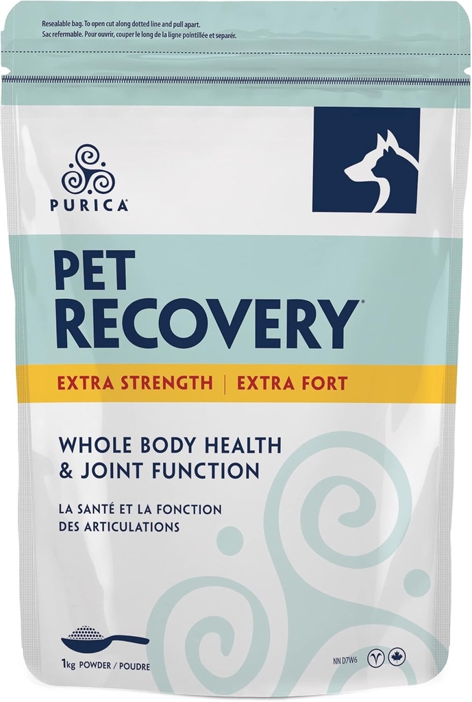 PURICA Pet Inddrivelse Ekstra styrke - Fælles støtte til katte og hunde - Glucosamin - Vitaminer for fælles sundhed. Egnet til små & store racer - Transform din kæledyr er godt-være med 1Kg pulver