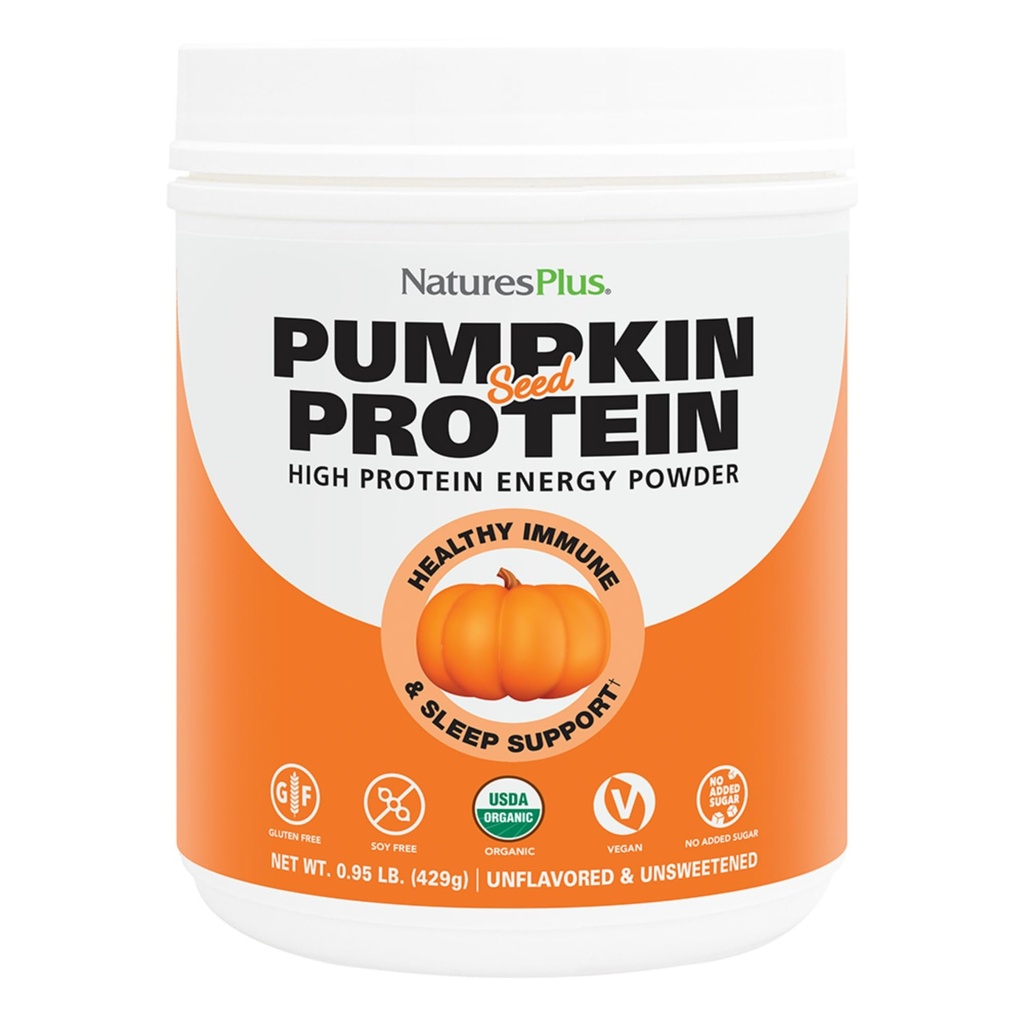NaturePlus Organic Pumpkin Seed Protein - .95 lbs Vegan Protein Powder - High Energy Protein Supplement, fremmer prostata sundhed, lindrer menstruation - Vegetarisk, Gluten- Gratis - 15 Tjenester