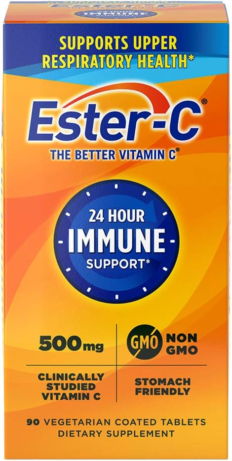 Ester- C 500 mg 24 timers vitamin C tabletter til immunforsvar, vitamin C tillæg, 90 tal