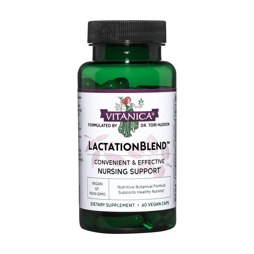 Vitanica LactationBlend, Lactation Supplement for Increased Breast Milk Supply and Flow Organic Breastfeeding Support, with Fennel, Milk Thistle, Fenugreek and More, Non-GMO, Vegan, 60 Capsules