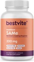 BESTVITE SAM-e 200mg Stabilized (60 Vegetarian Capsules) - Easy to Swallow Capsule Form - No Enteric Coat Needed - No Titanium Dioxide - No Stearates - Vegan - Non GMO - Gluten Free