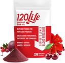 120Life blodtrykssupport, Natural Beet Root Powder Drink Mix med Pomegranat Powder, Tranebær supplement, Tart Cherry, Hibiscus, og Magnesium (28 Servere) - Gluten- Free, Vegan