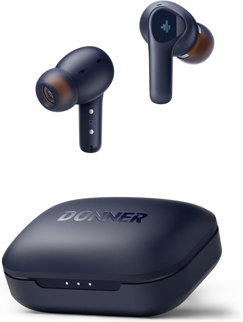 Donner Wireless Earbuds Støj Annullering, Bluetooth 5.2 Earphones med ENC for Clear Calls, 12mm drivere & Balanceret Armode, App for Custom EQ, 32H Playtime, Hurtig opladning - Doppons One, Blå