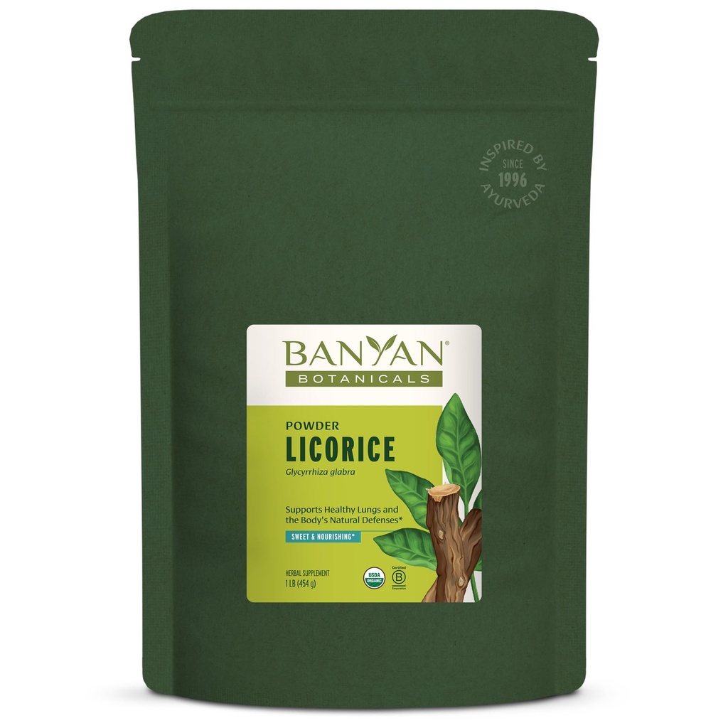 Banyan Botanicals Lakrids Powder - Organic Lakrids Root Powder (Glycyrrhiza Glabra) - til støtte for sund fordøjelse og respiratoriske system funktion * - 1 LB. - Ikke-GMO bæredygtigt sour Vegan
