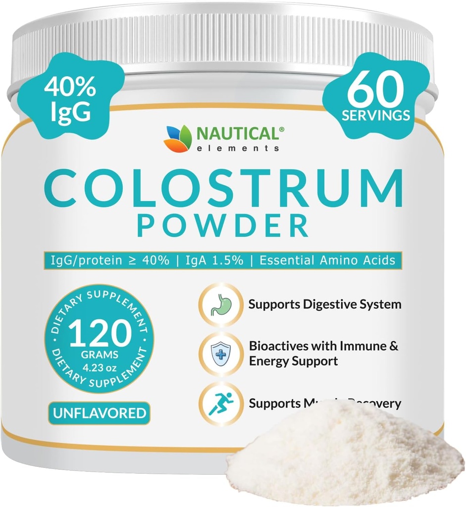 Colostrum Powder - Over 40% IgG - First 4-6 Hour Milking Grass Fed Colostrum - Bovine Colostrum - USA Midwest Pasture Raised Colostrum Supplement Powder - Unflavored Bovine Colostrum For Humans - 120g