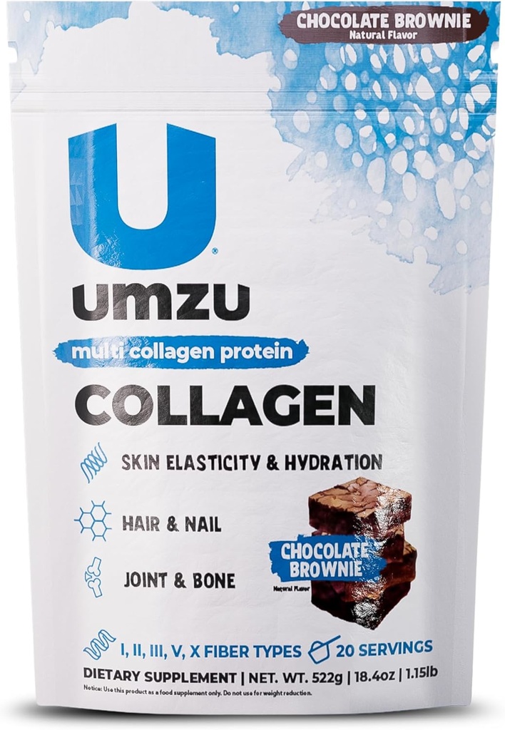 UMZU ZuCollagen Hydrolyzed Protein Powder Dex124; 5 Collagen Peptid Typer for sundt hår, hud, negle, Joints & Gut Dex124; Low Calorie, High Protein (20g Protein per Serving Dex124; Chokolade)