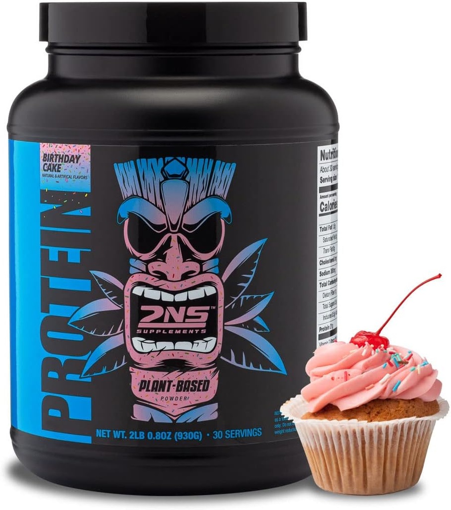 2. Nature Kosttilskud - Plant- baseret protein, Fødselsdagskage, 30 Servering, 2,2 LB - 21G Vegan Protein & EAA til støtte for muskelvækst & inddrivelse - Ingen sukkerarter Tilføjet & Lavet uden soja, gluten eller GMO 'er