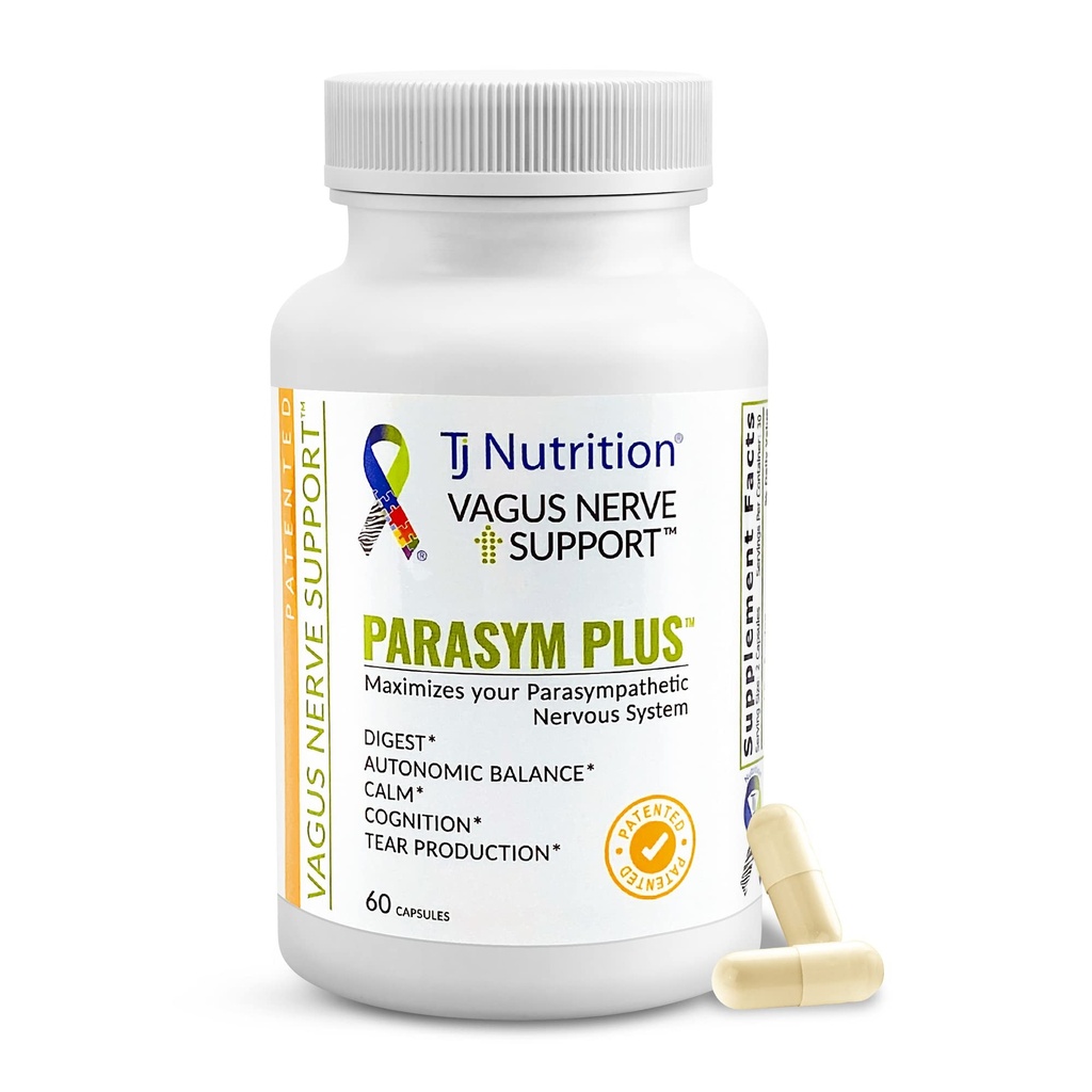 Parasym Plus Vagus Nerve Support, Patenteret fordøjelsestilskud, Energi Booster for mænd og kvinder, hukommelse supplement til hjerne, Gentle immunsystem Support, 60 kapsler
