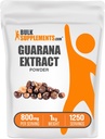 BulkSupplements.com Guarana Extract Powder - Natural Coffein Supplement, from Guarana Seed, Guarana Powder - Gluten Free, 800mg per Serving, 1kg (2.2 lbs) (Pack of 1)