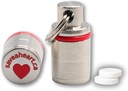 Pill Case Keychain - Lille vandtæt Container til Aspirin Tablets - Medical Grade rustfrit stål Pill Fob - Bærbar akut medicin Holder (2 - Pack)