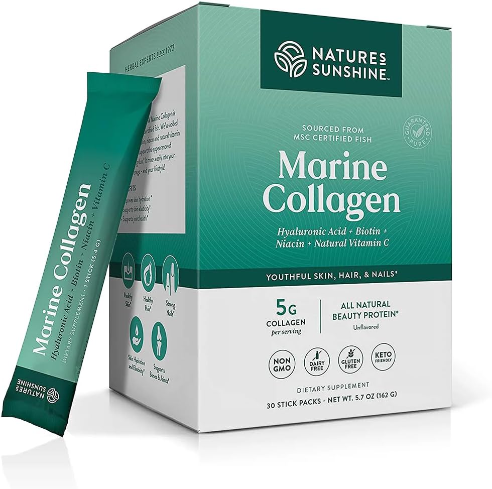 Nature 's Sunshine Marine Collagen - Premium Wild- fanget Alaska Pollock Collagen pulver - Unflavored to- Gå sticks til støtte Strålende hud og sunde fællesskaber