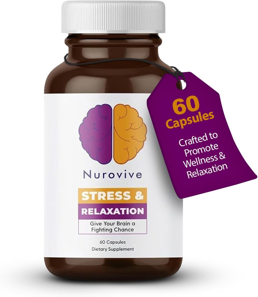 Stress & afslapning, Mental Focus Supplement, Lemon Balm kapsler med Ashwagandha til mænd / kvinder, Daglig wellness support, Ashwagandha piller med Ginseng, Kamille & mere, 60 kapsler