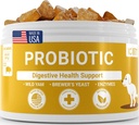 Probiotika til hunde - Støtte Gut & fordøjelsessygdomme, immunforsvar - Alle Nautral Prebiotika, Fiber, Enzymer til Gut Flora - Diarré & tarmstøtte - Bacon Flavor, 120 Chews, af Lollitin