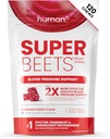 Humann SuperBeets Heart Chews, nitrogenoxid og blodtrykssupport, Grape Seed Extract & Non- GMO Beet Root Powder Energy, Pomegranat Berry Flavor, 120 Greve