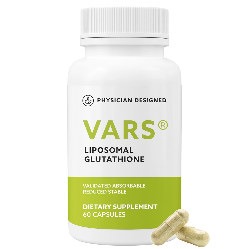 Læge designet VARS Liposomal Glutathione kapsler - Patenteret antioxidant væske Kosttilskud, Anti- Aging, afgiftning, Fortify immunsystem, Energy Management Skin Brightening, 60 tæller