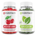 PUREFINITY Tart Cherry og Super Green Gummies Bundle (Uric Acid Flush & Cleanse med dine daglige grønne)