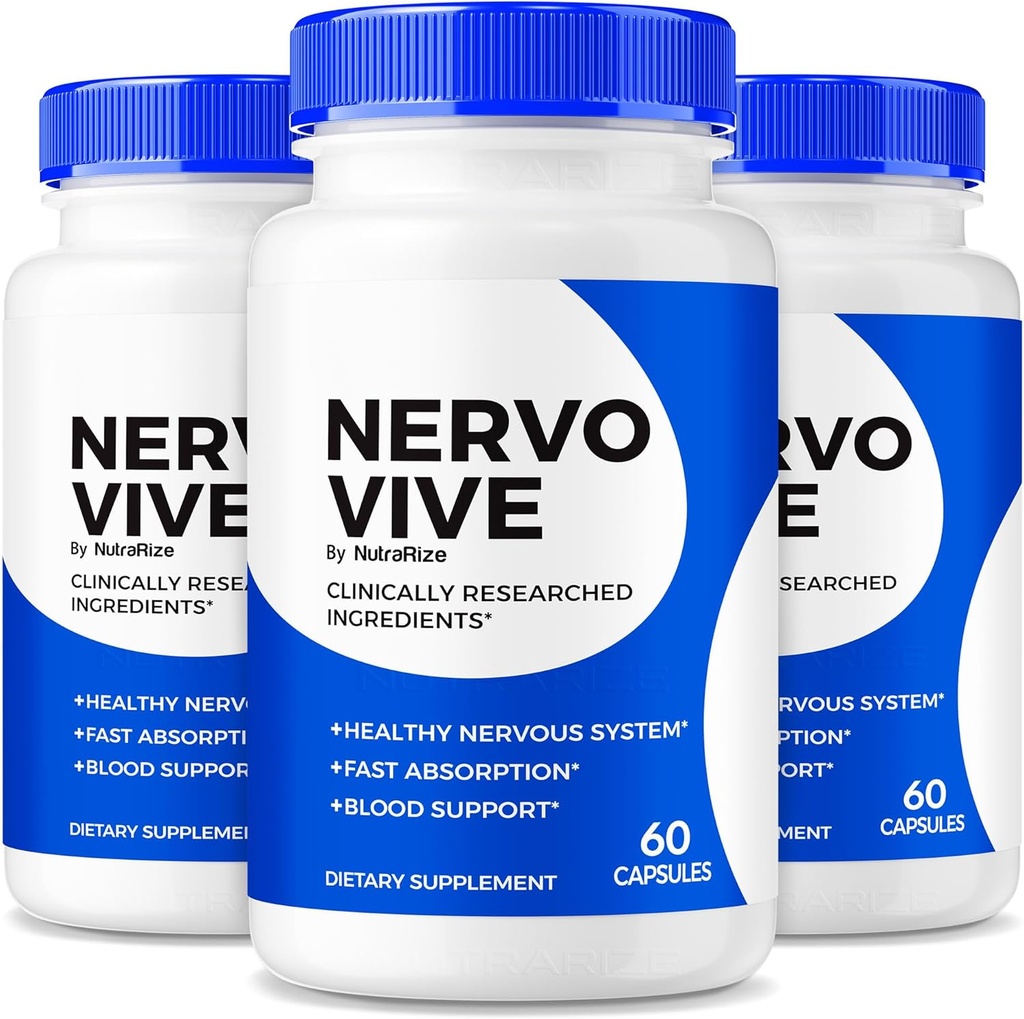 (Pack of 3) NervoVive - Original Nervo Vive Nerve Health Support Formel, Total Nerve Care med naturlige ingredienser til Comfort & Signal Function; NervoVive24 Easy- to- Take Daily Pills (180 kapsler)