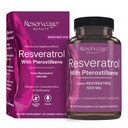 Reserveage Skønhed, Resveratrol 500 mg med Pterostilben, Antioxidant supplement til immunforsvar & hjerte sundhed, understøtter sund aldring, Paleo, Keto, 60 kapsler (60 servere)