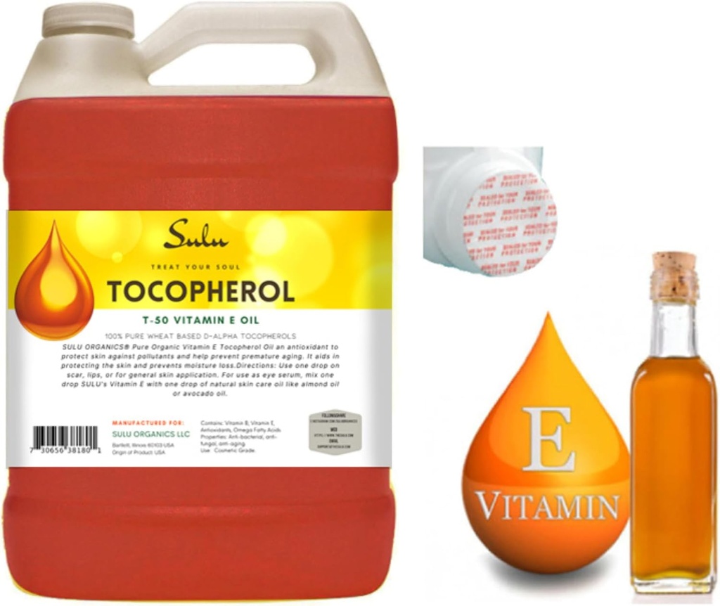 SULU ORGANICS 4 lbs- 100% Pure og Natural Soy Free T- 50 Tocopherols Vitamin E Oil