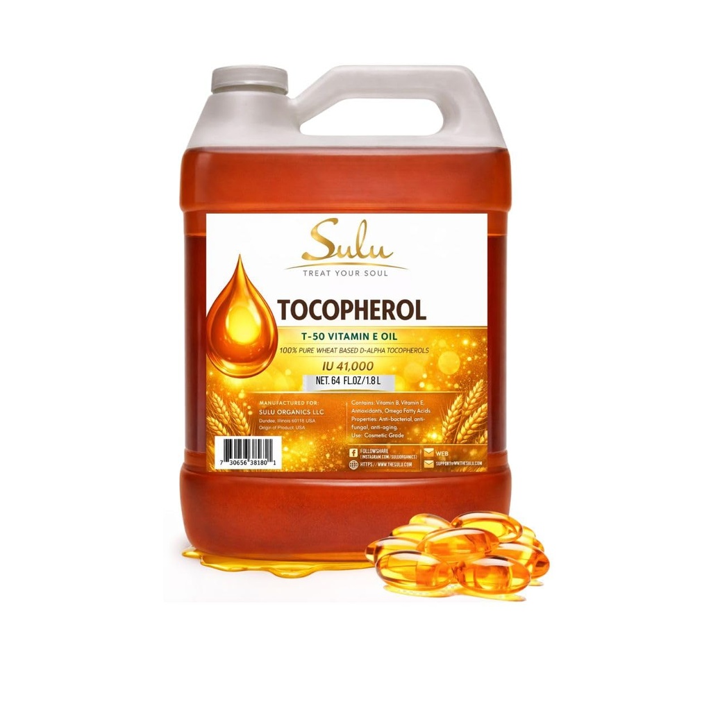 SULU ORGANICS 4 lbs- 100% Pure og Natural Soy Free T- 50 Tocopherols Vitamin E Oil