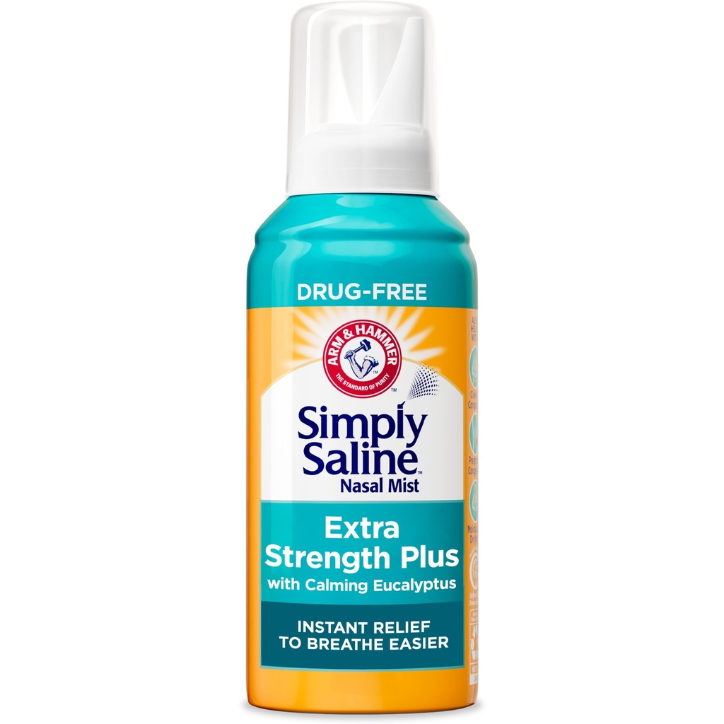 Arm & Hammer Simply Saline Extra Strength Plus Eucalyptus Nasal Mist for Svær Congestion, 4.6 oz