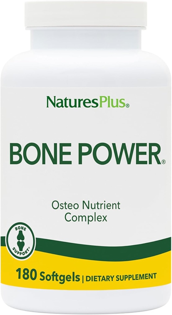 Natures Plus Bone Power med Boron - 1000 mg Calcium, 180 Softgels - Bone & Joint Support, Flydende Calcium til maksimal absorption - Milk Free, Gluten- Free - 45 Servering