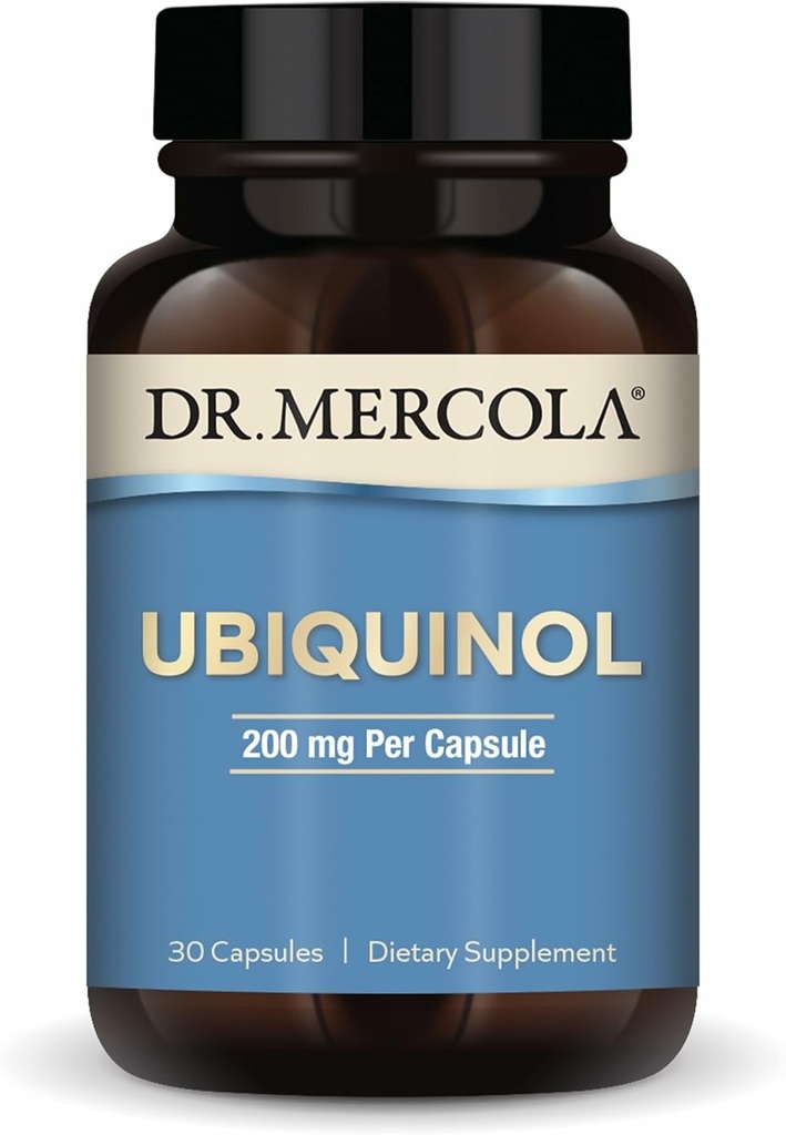 Dr. Mercola Ubiquinol, 30 Servere (30 kapsler), 200 mg Per kapsel, Kosttilskud, Understøtter energiproduktion, Non- GMO