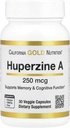 Huperzine A by California Gold Nutrition - Støtte til hukommelse og kognitiv funktion - fremmer sunde Acetylcholine niveauer - Vegan Friendly - Gluten Free, Non- GMO - 250 mcg - 30 Veggie kapsler