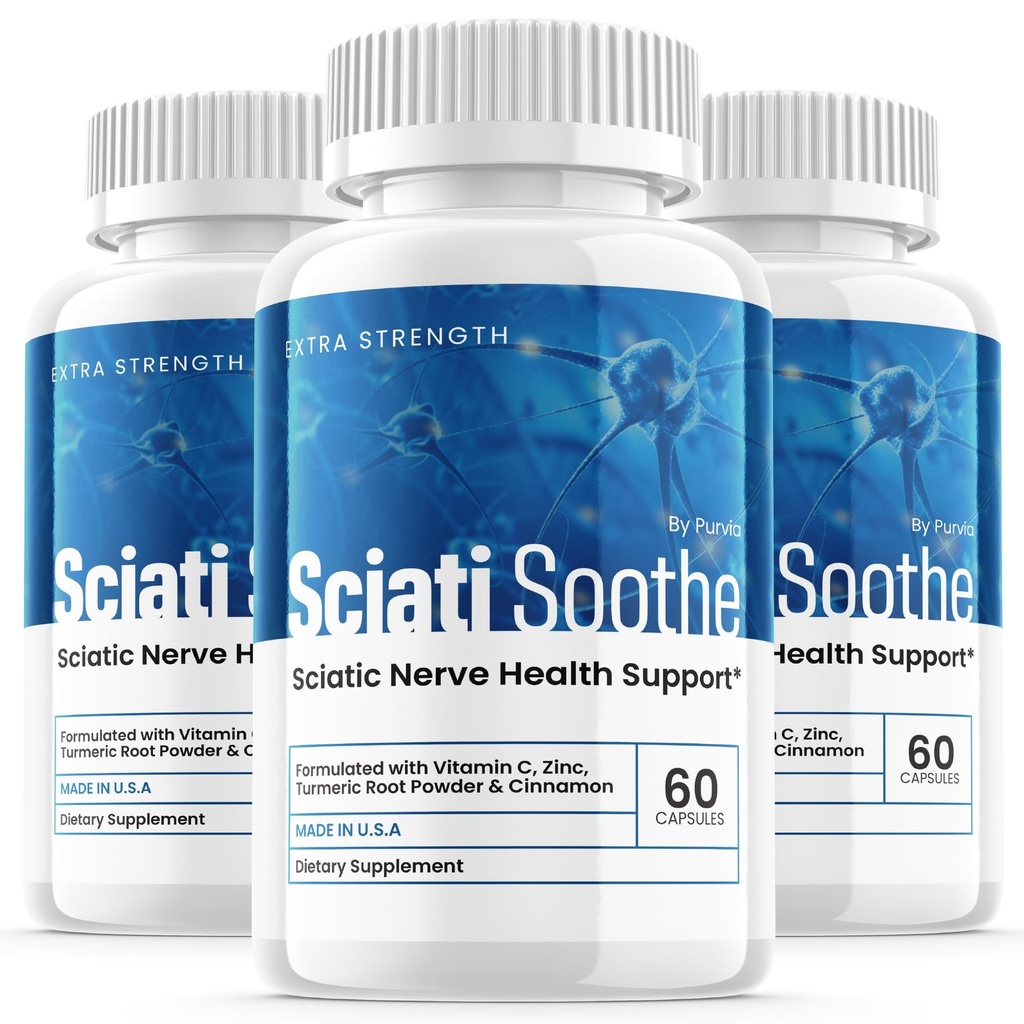 (3 Pack) Sciatisothe Supplement for Sciatica, Sciati Soothe Nerve Health, Sciatisoothe Kapsler Vitaminer, Sciatisoothe Advanced Samlet Wellness Support Maksimum Strength Formel USA (180 Kapsler)