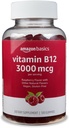 Grundlæggende Vitamin B12 3000 mcg Gummies, Normal Energy Production and Metabolisme, Immunsystemet Support, Hindbær, 100 Count (2 per servering) (Tidligere SOlimo)