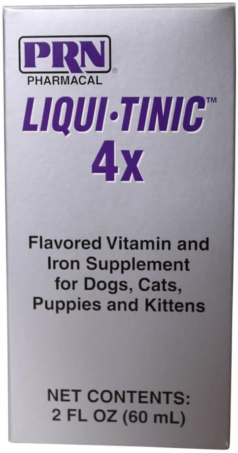 Liqui- Tinic 4x tilsat vitamin og jern til hunde, katte, hvalpe & killinger, 2 oz.