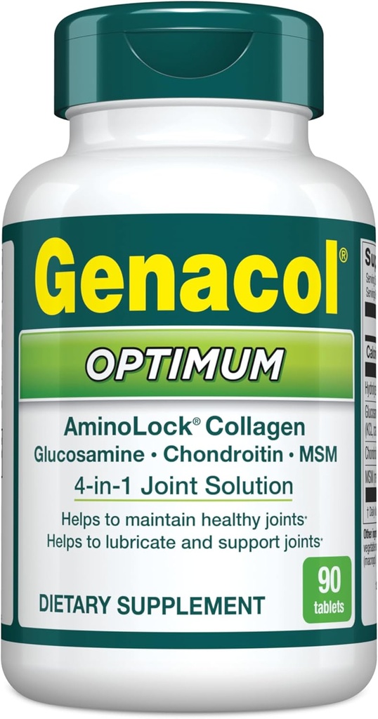 Genacol Optimum - Glucosamin, Chondroitin, MSM og Ultra Hydrolyzed Collagen tabletter, vedligeholder sunde joints, Protects & Smøremiddel brusk, 90 tabletter (30- Day Supply)