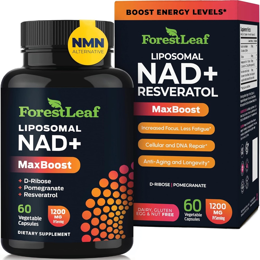 NAD + tillæg - 500 mg Pure NAD Plus for Energy, Focus, Skin & Anti- Aging Support - Gluten Free Non- GMO NAD Kosttilskud til kvinder og mænd (60 Greve (pakke med 1), NAD + Resveratrol)