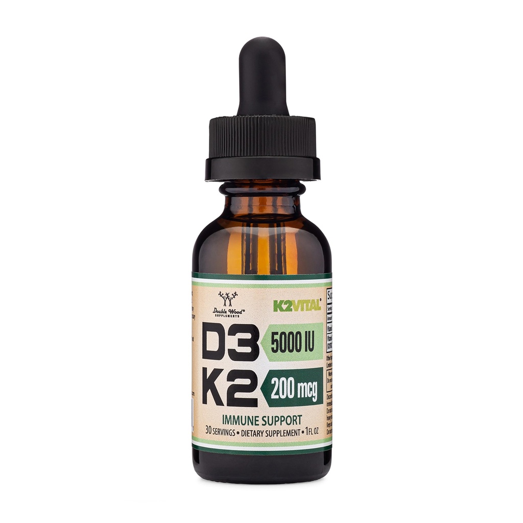 D3- vitamin K2 5000 IE Liquid Drops (5000 IE D3 og 200mcg på 99, 9% All- Trans Patenteret K2 MK- 7 (K2Vital)) Max Absorption Liquid Vitamin D Drops (30 Servering) af Double Wood