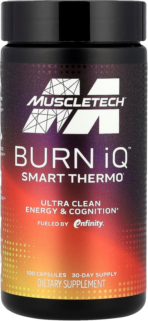 MuscleTech Burn iQ Smart Thermo supplement fueled med Paraxanthine Enhanced Energy & Cognition for mænd og kvinder 100 Greve