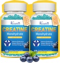 2 Pack Creatin Monohydrat Gummies for kvinder & mænd, Sukker Free Vegan Creatin Supplement for Build Muskler, Øge energi & Styrke, Blåbær Flavor, 120 Greve