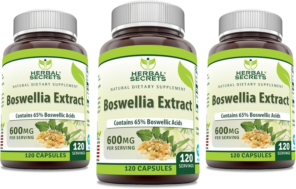 Herbal Secrets Boswellia Serrata Extract (65% Boswellinsyre) 600 mg Kapsler Supplement 124; Non- Gmo Note 124; Gluten Free (120