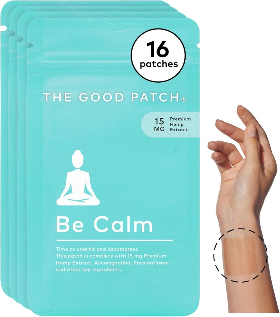 Den gode Patch være rolig Patch med Hempp, Unwind + Decompress, Natural Patch med HempExtract, Ashwagandha Root, Passionflower, Plant drevet Wearable Wellness, Vedvarende udgivelse (16 Total Patches)