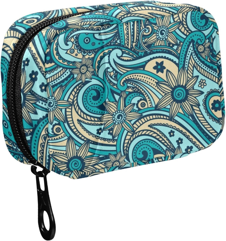 Fustybly Smukke Vintage Paisley Pill Organizer Rejse Portable lynlås klud taske til Holding ugentlige kosttilskud Vitaminer og fiskeolier