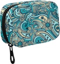 Fustylead Beautiful Vintage Paisley Pill Organizer Travel Portable Zipper Cloth Bag for Holding Weekly Supplements Vitamins and Fish Oils