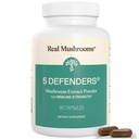 Real Mushrooms 5 Defenders - Adaptogene svampe Kompleks med Chaga, Reishi, Tyrkiet Tail, Maitake & Shiitake for Wellness Support - Mushroom Beta Glucan Kapsler - 90 Greve