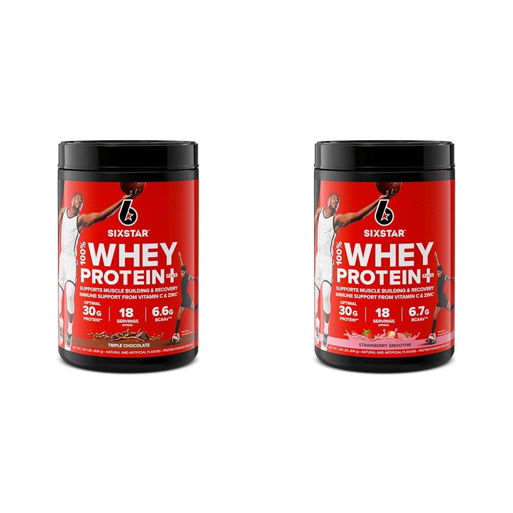 Six Star Elite Series 100% Whey Protein Plus Triple Chocolate 1.8lbs US & Elite Series 100% Whey Protein Plus Strawberry Smoothie 1.8lbs US