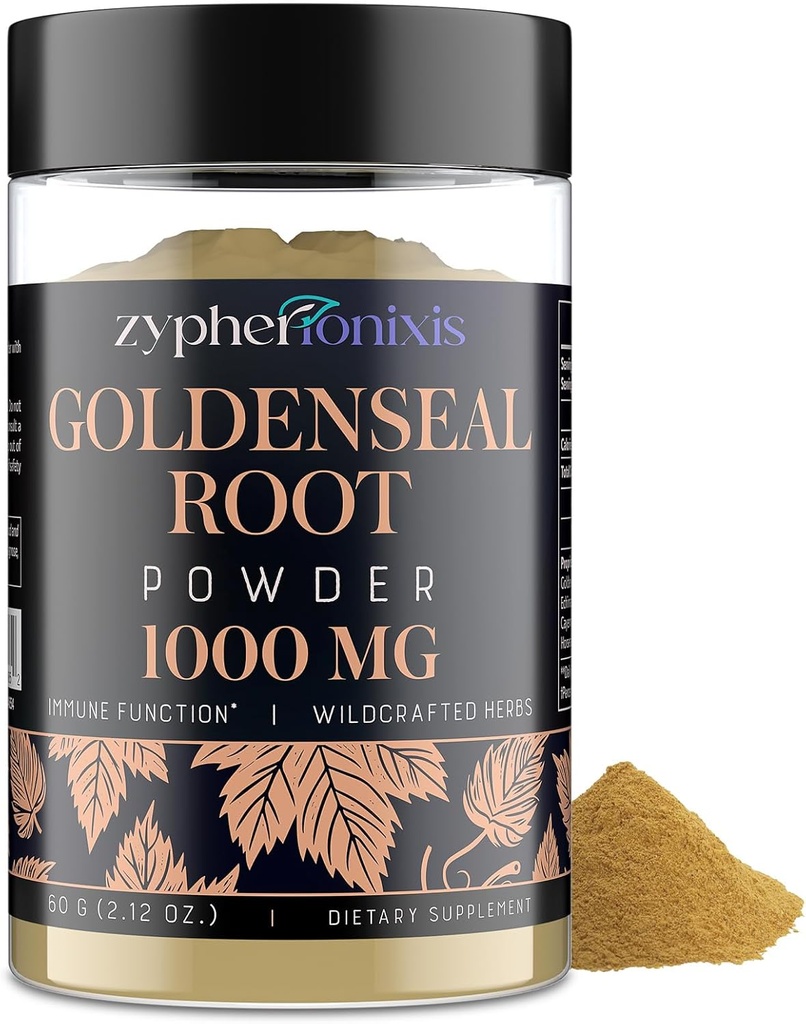 Goldenseal Root Powder Organic 1000 mg - Goldenseal Powder supplement til immuno & Gut, Pure & Natural Herbal Goldenseal supplement, Gluten Free - 60 Servere