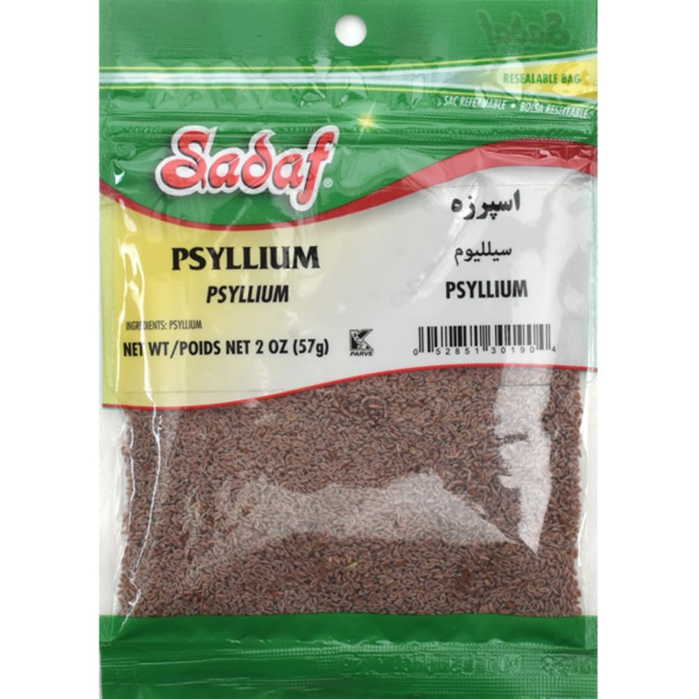 Sadaf Psyllium Frø - Esparzeh - Psyllium Frø til madlavning - Tilføj en Boost til Smoothies and Dishes - Middle Eastern Cuisine - Kosher & Vegetarian - 2 oz Resealable Bag