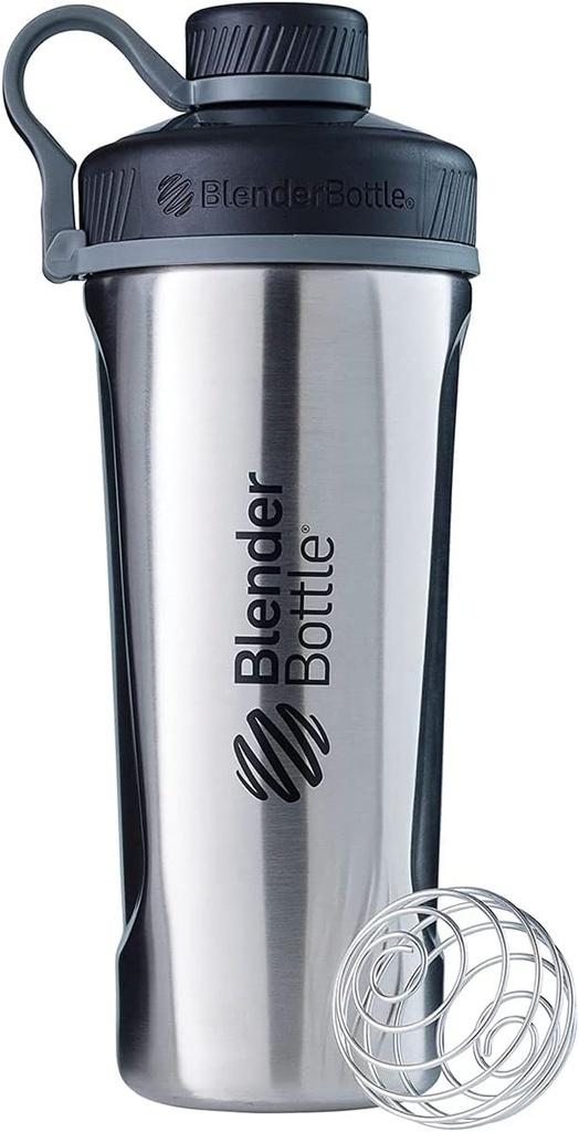 BlenderFlaske Radian Shaker Cup Isoleret rustfrit stål vandflaske med Wire Whisk, 26 -Ounce, Natural / Black