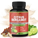 Organic Cadane Citrus Bergamot Supplement Extract Kapsler, 90 Caps, 3 Måneder Supply & Berberine, Olive, Guggul, Hvidløg, Pine Bark, Black Pepper