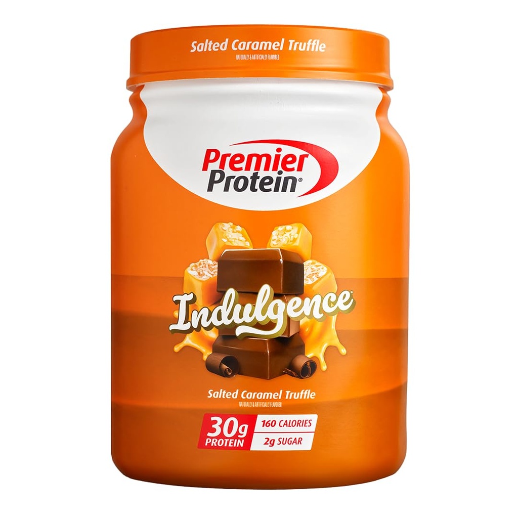 Premier Protein Indulgence Protein Powder, Saltet Karamel trøffel, 30g Protein, 3g Sukker, Gluten Free (17 Servere)